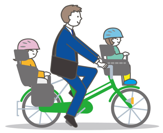 子供乗せ3人自転車パパ1