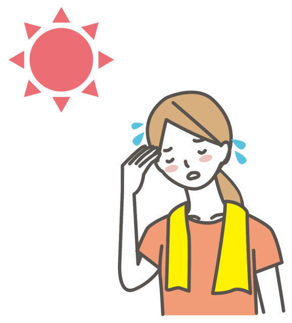 日差し暑さに困る女性1