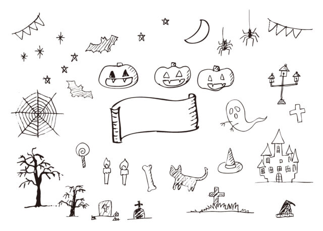 ハロウィン手書きイラストセット1