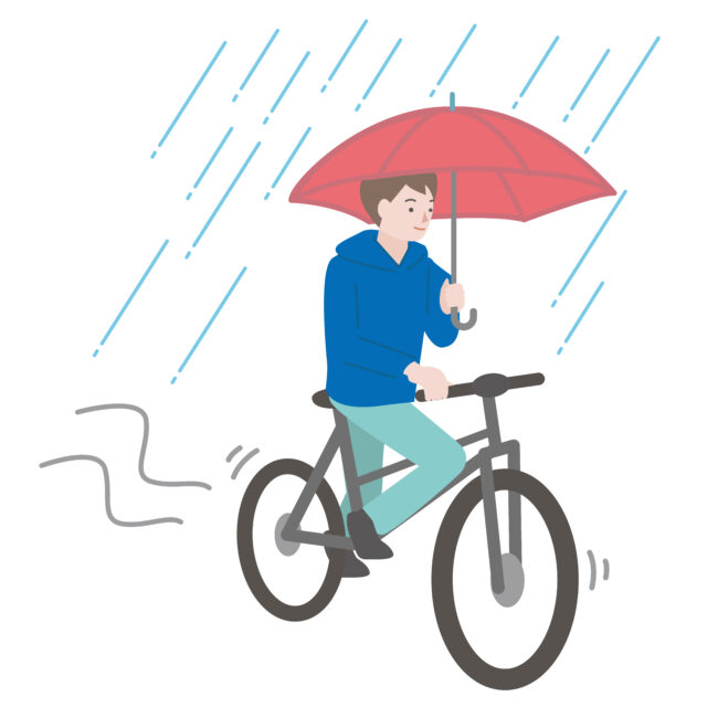 傘さしながら自転車運転1