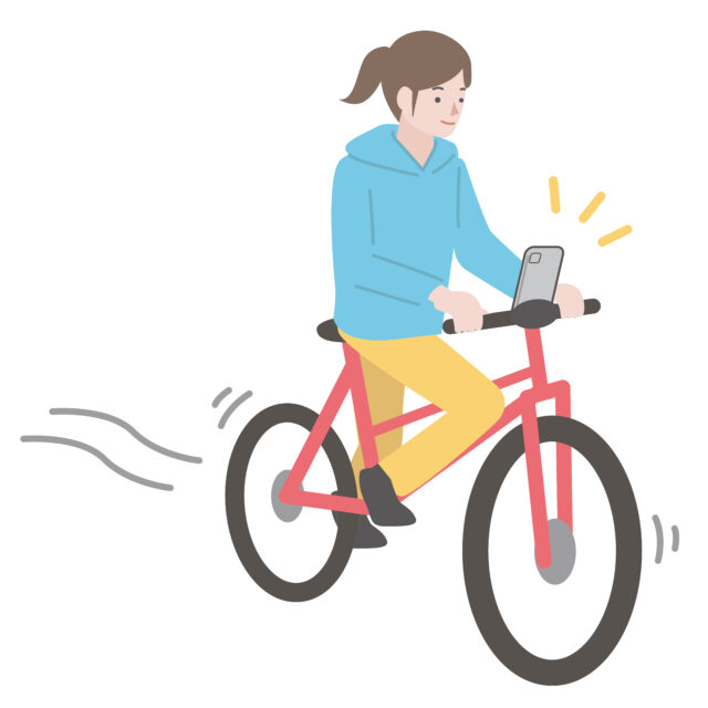 スマホを固定して自転車に乗る1