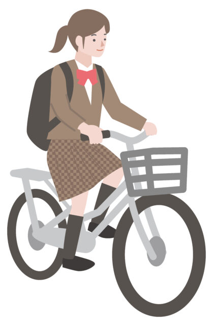 自転車に乗る女子中高生1