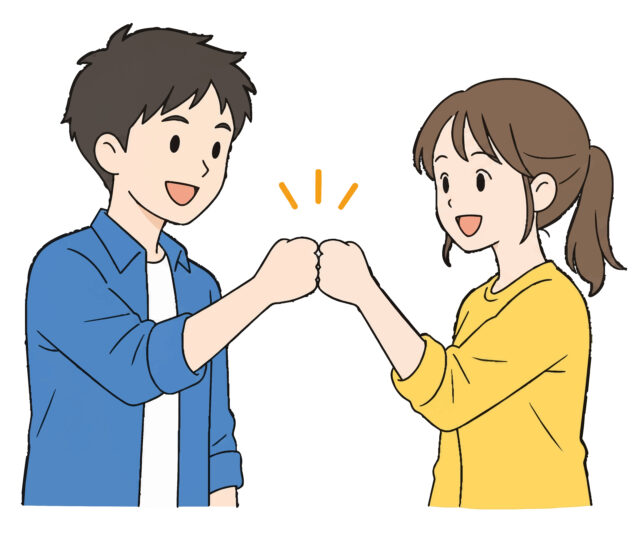 グータッチする男女1