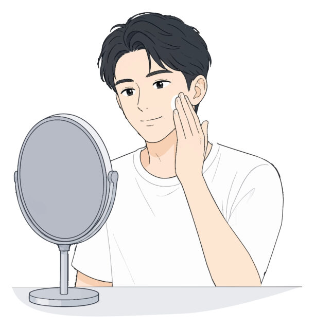 スキンケアする男性1