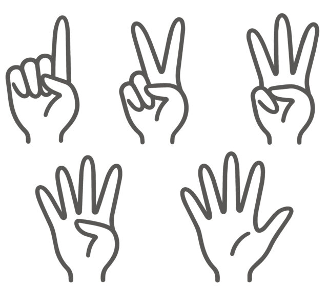 手5ポーズ線画1