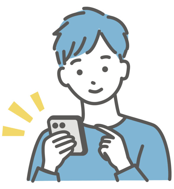 折りたたみスマホを使う男性3