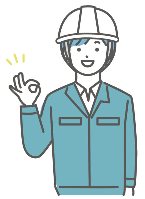 作業着でOKする女性1