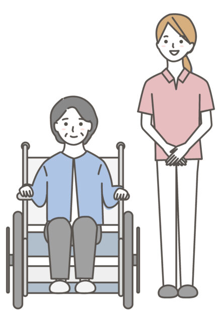 介護士と車椅子高齢者1