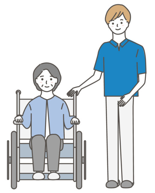 介護士と車椅子高齢者2